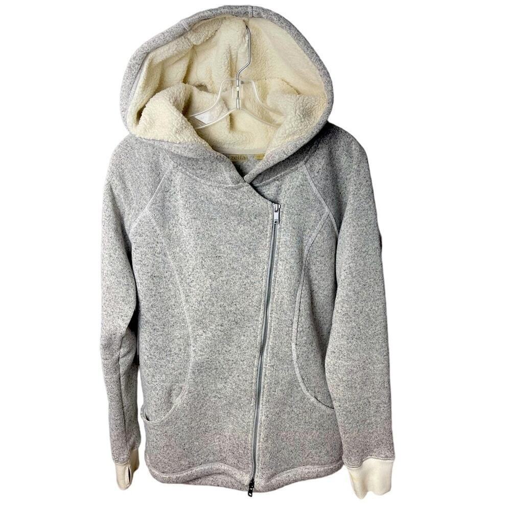 Zella Sherpa-Lined Hooded Jacket, Side zip, Outdoor Athleisure, Lounge, Gray, L - Picture 3 of 9